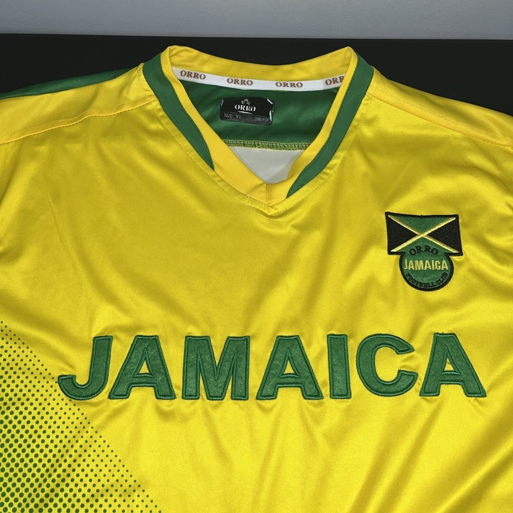 Jamaica National Team Jersey Mens XL Yellow Green Soccer Football Orro Dri Fit